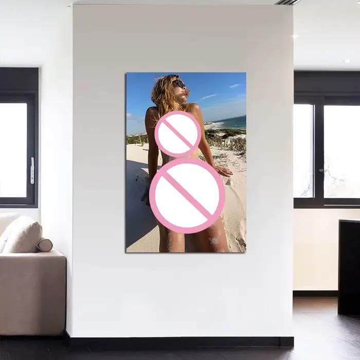 Peinture sur toile d'une belle femme prenant le bain au soleil, affiche et impression d'art, accessoires de décoration de chambre