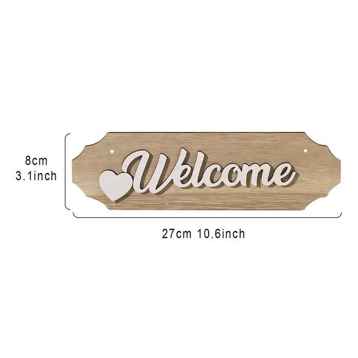 1 pièce, plaque de bienvenue en bois légère avec inscription anglaise 'Welcome'