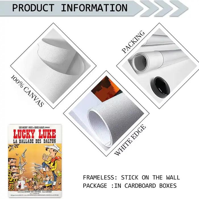 LUCKY LUKE CARTOON Peinture Calligraphie sur Toile HD Décoration Murale pour Maison Bureau Dortoir Salon Chambre Cadeau