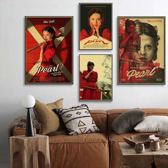 Affiches rétro en perles, Film d'horreur, imprimés en papier Kraft, X, Vintage, pour maison, chambre, café, cinéma, décoration murale artistique, peinture esthétique, 2022