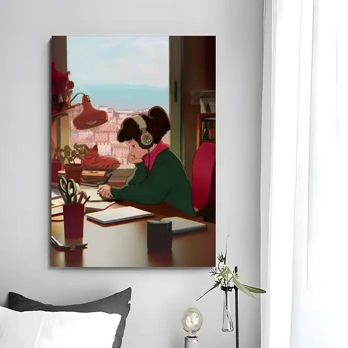 Poster d'art mural imprimé de l'anime Lofi Girl Spain Edition