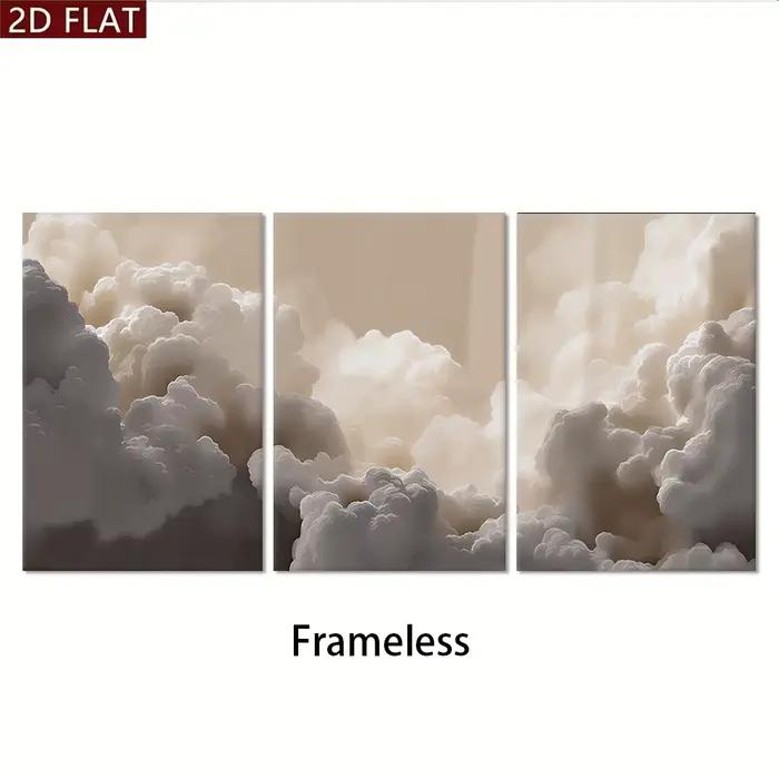 1 ensemble de tableaux décoratifs nuages et brumes style Instagram, modernes et simples, pour mur de fond de canapé de salon, chambre triple, salle à manger