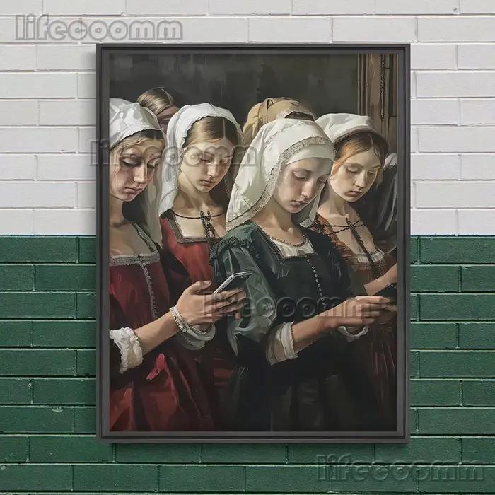 Affiche d'art de parodie vintage de femme de Renaissance