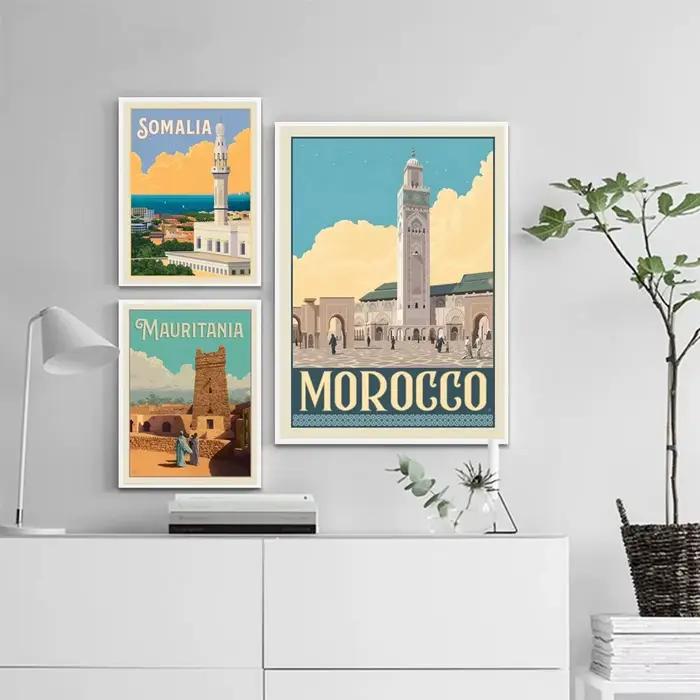 Affiche minimaliste maroc nigérian somalie afrique ville voyage mur Art toile peinture Photo