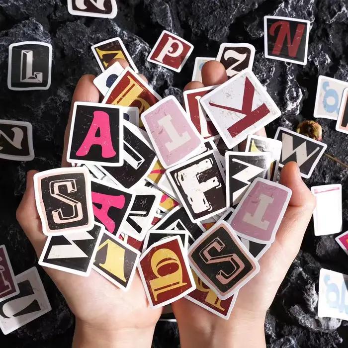Autocollants DIY rétro colorés avec lettres de l'alphabet anglais