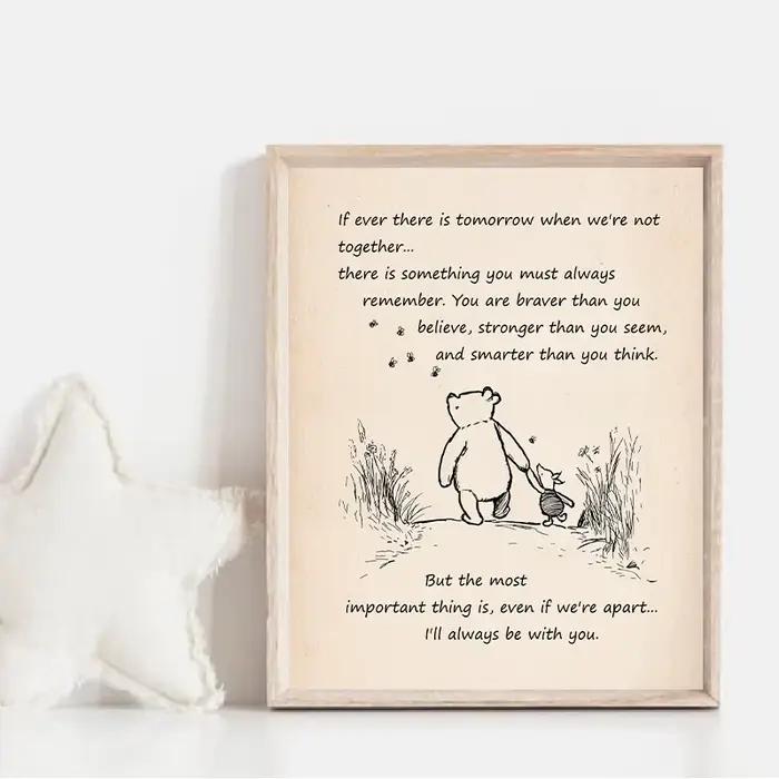 Affiche imprimée décor de pépinière si jamais il y a demain dessin animé Art toile peinture pour chambre d'enfants Winnie l'ourson citation Vintage