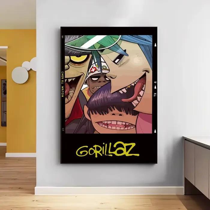 Affiche d'art auto-adhésive de groupe de Rock de dessin animé virtuel Gorillaz