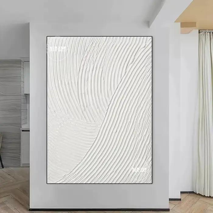Peinture sur toile abstraite de ligne blanche