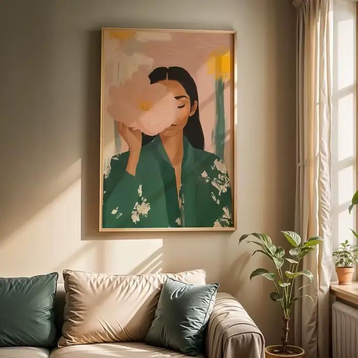 Peinture murale de portrait féminin rétro