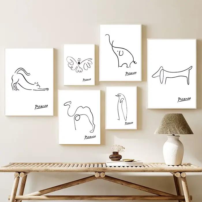 Pablo Picasso colombe de la paix teckel chien ligne Art impression exposition Vintage mur Art affiche toile peinture pour chambre décor à la maison