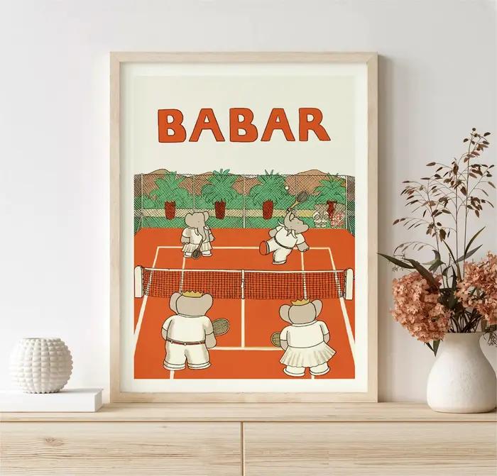 Babar Elephant – affiche rétro de la famille d'éléphants