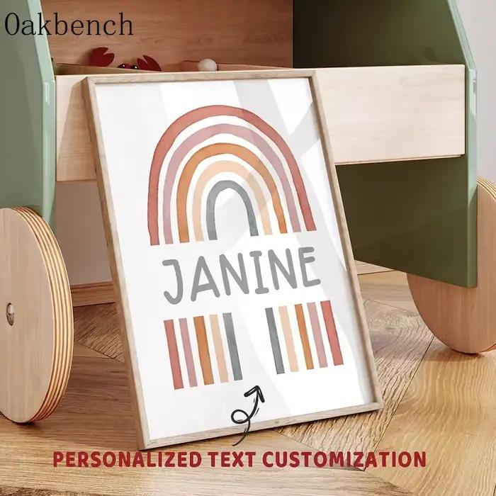 Affiche en Toile Arc-en-ciel Personnalisée avec Nom
