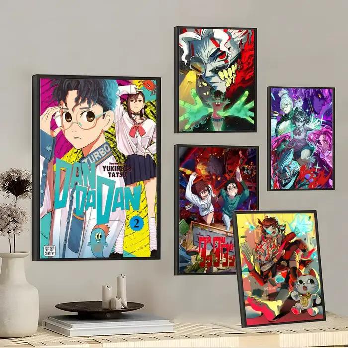 Affiche murale en toile de coton avec peinture et calligraphie Anime D-Dandadan