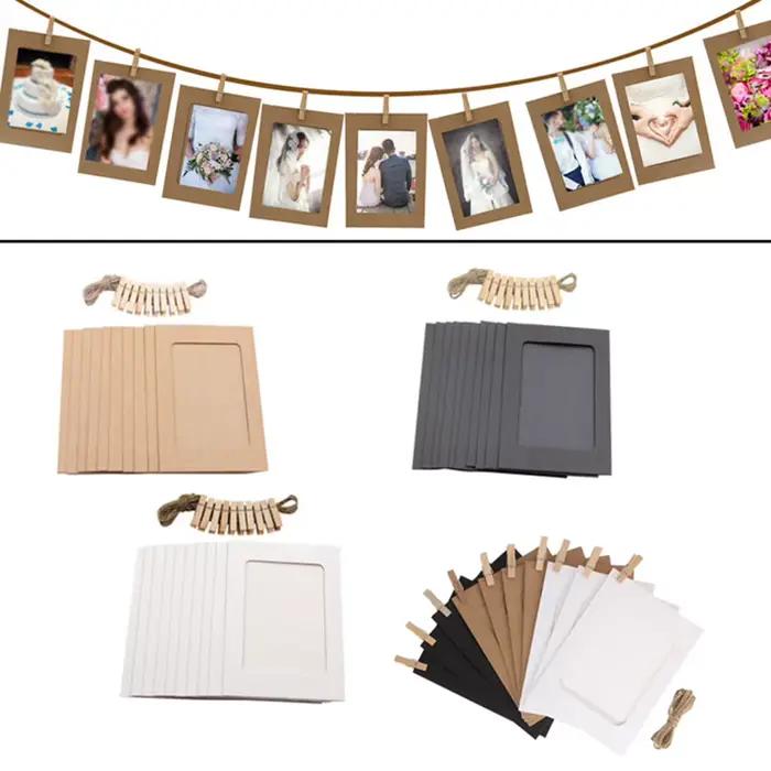 Cadre Photo en Papier Kraft avec Trombones et Corde