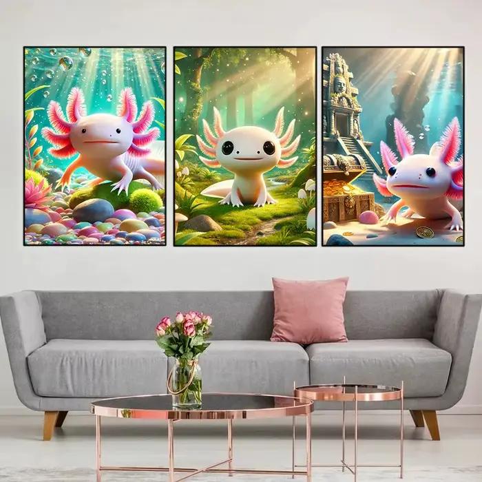 Affiche sous-marine de salamandre Axolotl colorée moderne
