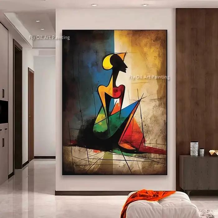 Peinture à l'huile abstraite cubiste faite à la main