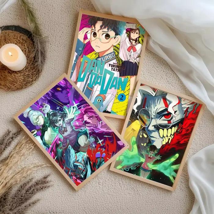 Affiche murale en toile de coton avec peinture et calligraphie Anime D-Dandadan