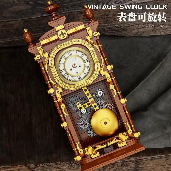 Blocs de construction d'horloge à pendule mécanique rétro oscillant