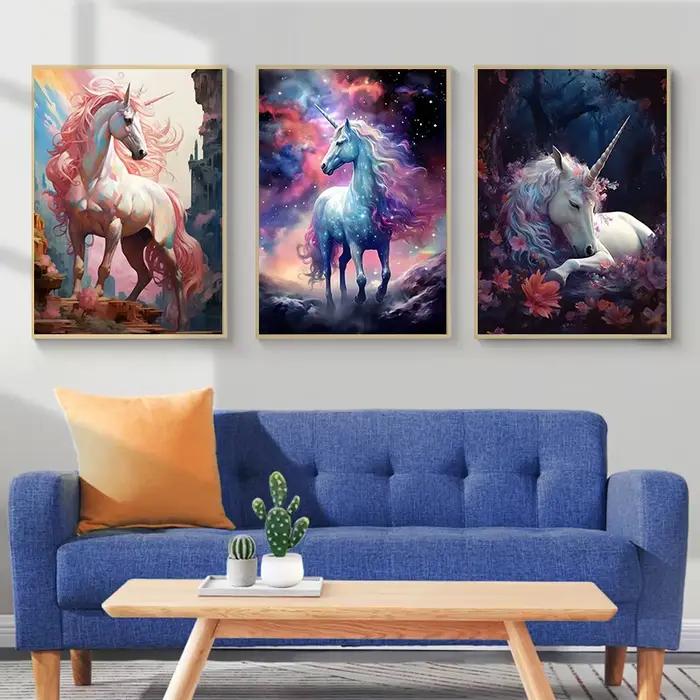 Toile de peinture de licorne arc-en-ciel