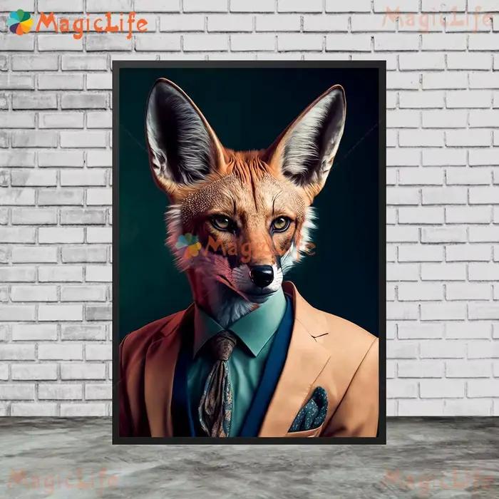 Affiche murale drôle de cerf de renard d'animal
