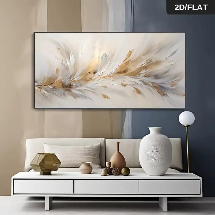 Peinture sur toile abstraite moderne sans cadre - Décoration murale contemporaine dorée