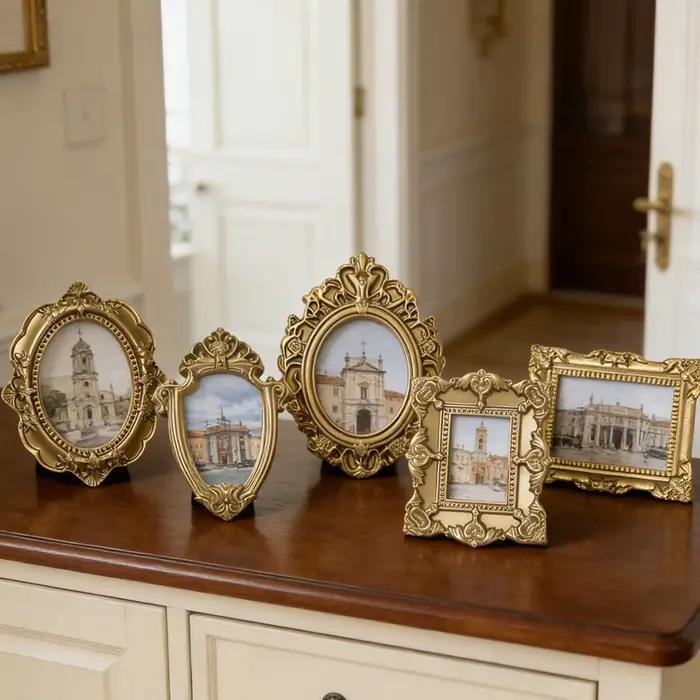 Cadres photo miniatures en résine, petits cadres photo anciens, cadre photo mural en dentelle pour présentation de bijoux, photographie, DIY, 5 pièces