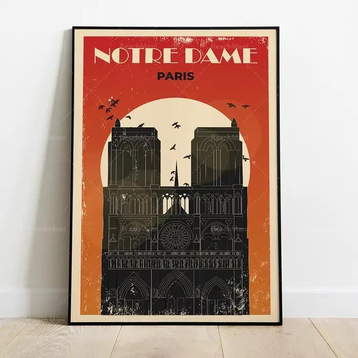 New York-États-Unis-Retro City-Statue des libérateurs-Affiche de voyage
