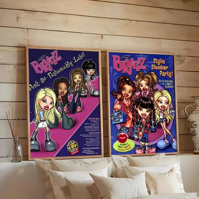 B-Bratzs Dolls Cartoon Girl Poster HD PVC auto-adhésif Art mural-étanche réutilisable pour le bureau à domicile café