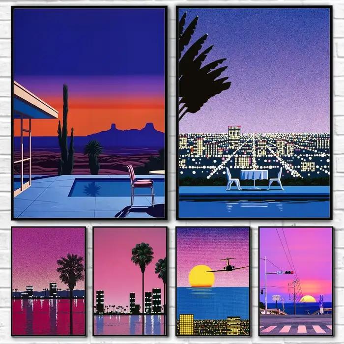 Affiche murale avec illustration rétro H-Hiroshi Nagai
