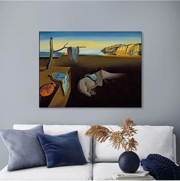 Affiche de peinture sur toile surréaliste de Salvador Dali, la persistance des horloges de mémoire, art mural, décoration de salon et de maison