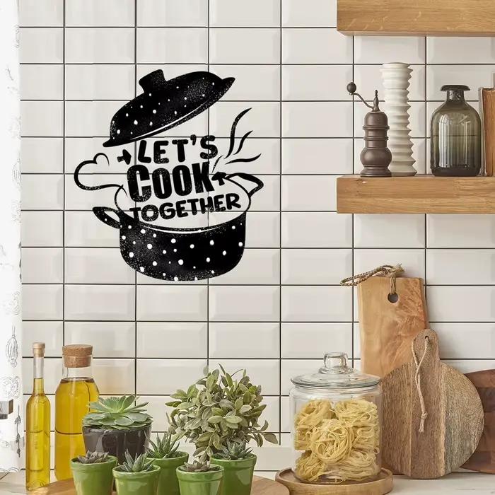 Autocollant mural « Let's Cook Together » pour la décoration de la cuisine