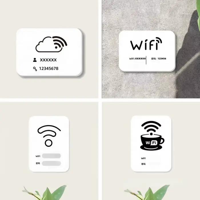 Autocollant de signe WiFi, autocollant de nom et de mot de passe WiFi, autocollant WiFi modifiable, autocollant de mot de passe WiFi.