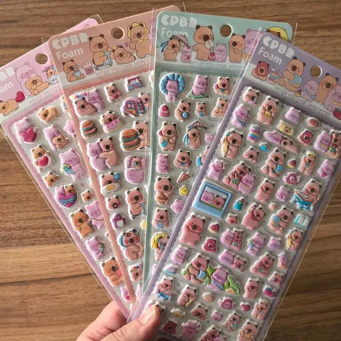 4 feuilles CPBB mignon ours cochon mousse autocollants adorables dessin animé décalcomanies pour bricolage artisanat cahiers cadeau décor BulingBulingStickers magasin