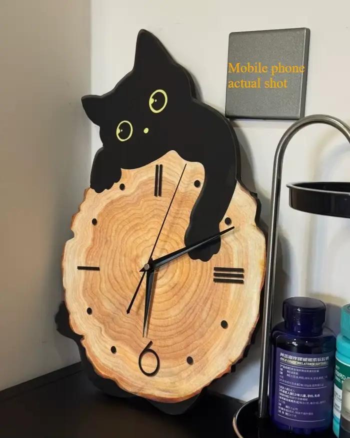 Horloge murale créative en forme de chat
