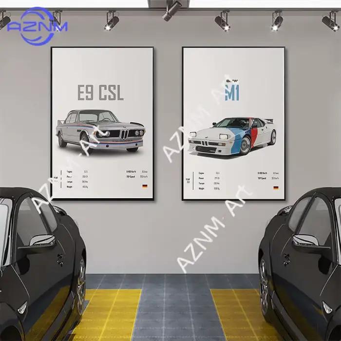 Lot d'affiches esthétiques de voitures allemandes rétro