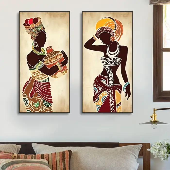 Toile de peinture ethnique de femme noire africaine