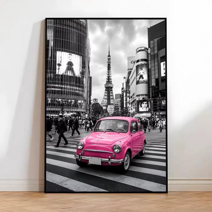 Peinture vintage de paysages urbains emblématiques noirs