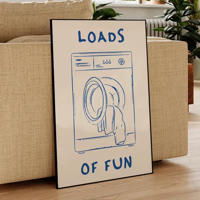 Loads Of Fun – toile murale rétro pour buanderie