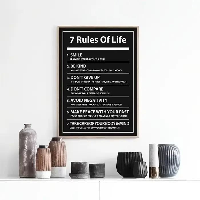 Affiche de citation de motivation de lettre de 7 règles de vie