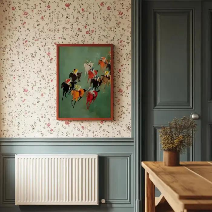Art mural imprimable sur le thème des courses de chevaux vintage | Décoration d'intérieur équestre moderne | Téléchargement numérique Colorful Jockeys | Impression d'art éclatante
