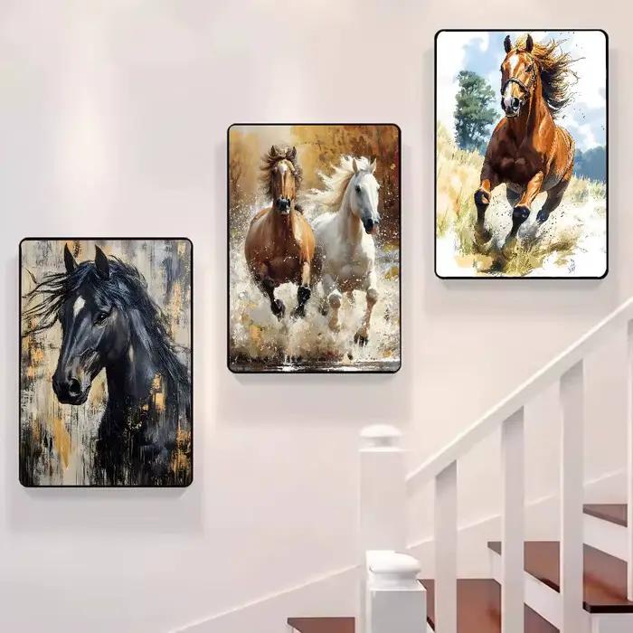 Beau cheval aquarelle peinture toile affiche HD Art collant mur étanche maison salon chambre Bar décoration esthétique
