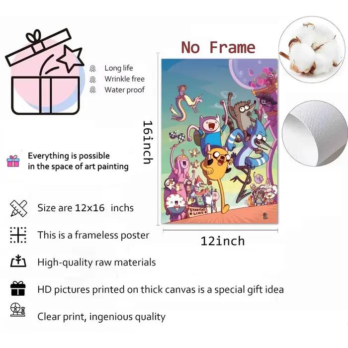 Affiche sur toile de calligraphie de peinture de temps d'aventure: décor mural Durable et sans plis pour tous les espaces