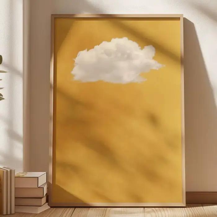 Impression d'art mural de nuage jaune sans cadre