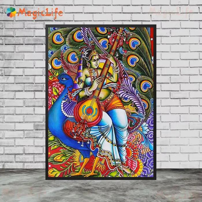 Affiche murale de danse de la déesse du SaraswSauMural Kathakali