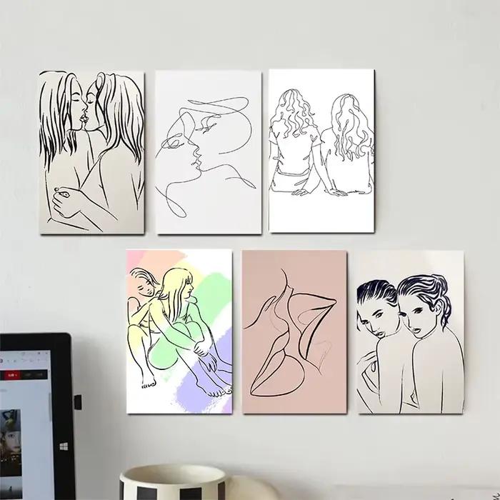 Affiche sur toile de peinture de ligne lesbienne