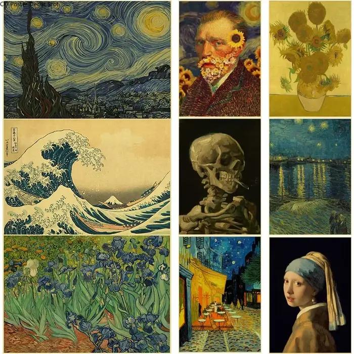 Affiche de Peinture à l'Huile Vintage en Papier Kraft
