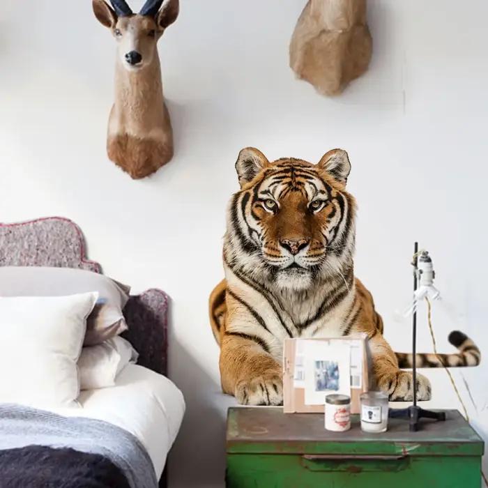 Tigre Animal peintures murales papier peint autocollant enfants chambre décoration salon décor à la maison amovible décovative pépinière décalcomanie Art
