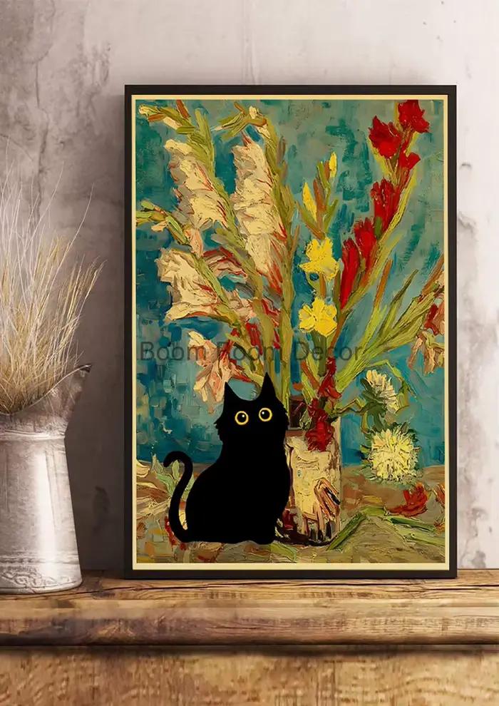 Affiche numérique de chats mignons en papier kraft