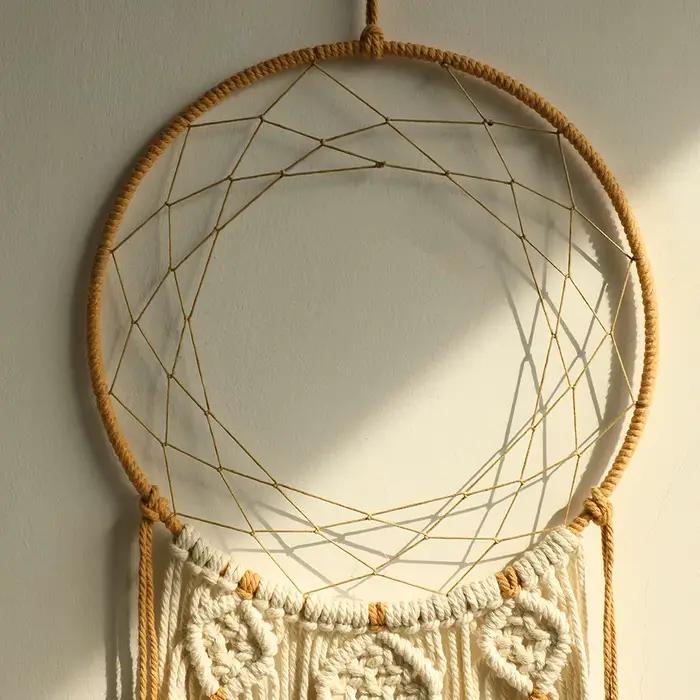 Grand Attrape-rêve Mural en Macramé de Style Boho