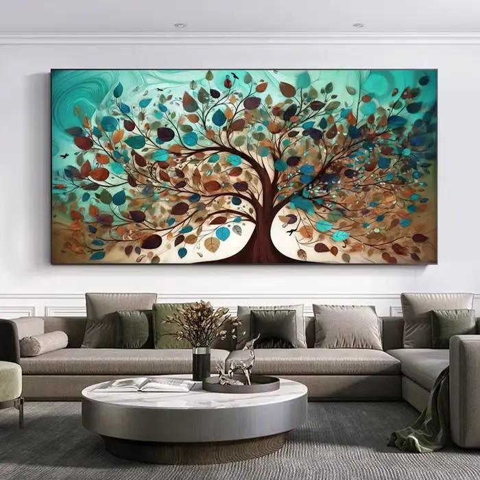 Arbre de vie Gustav Klimt paysage fleurs mur toile peinture scandinave affiche impression photo pour salon décor à la maison